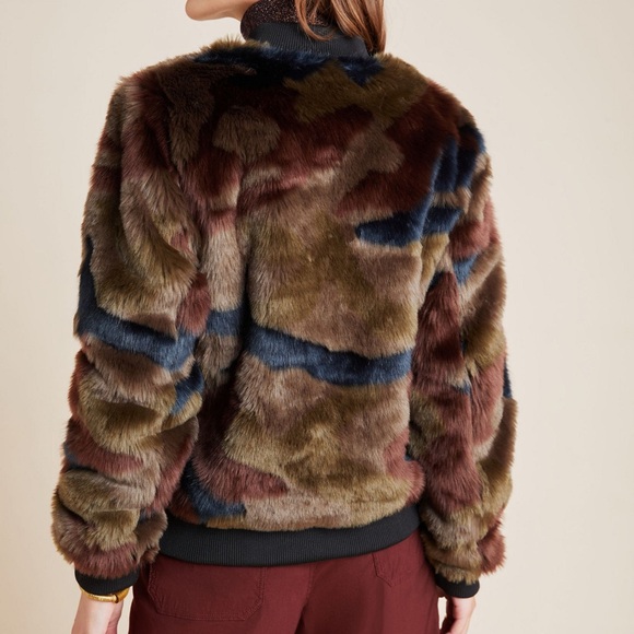 Marrakech Anthropologie Alyssa Camo Bomber Jacket Green/Brown Size Medium - Picture 2 of 11